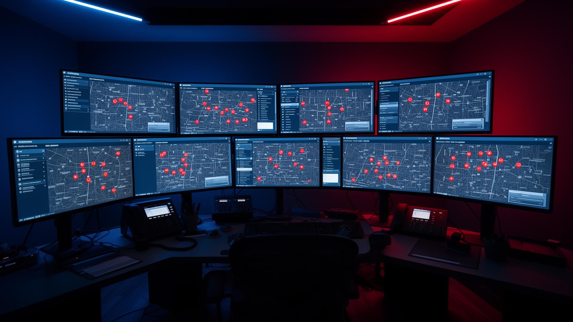ResponderRMS PC dispatch console in a command center